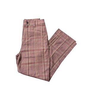 Sundance Linen Blend Pants Women Size 2 Pink plaid